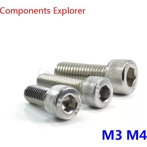 304# Stainless steel core head bolts M3/M4*8/10/12/16/20/25mm,100pcs/lot