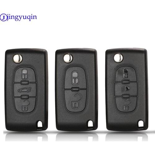 Jingyuqin Remote key Case for Peugeot 307 308 407 607 For Citroen C2 C3 C4 C5 C6 C8 Flip Folding Car Key shell 2/3/4 Buttons