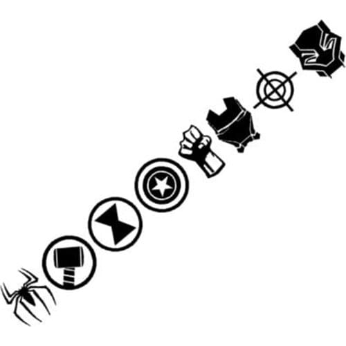 Black/Sliver Funny Man Thor HULK Black Panther Decals Windshield Vinyls Auto Styling C348