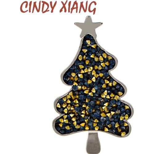 CINDY XIANG New Fashion Rhinestone Christmas Tree Brooches Vintage Design Tree Brooch Pin For Women Party Jewelry Christmas Gift