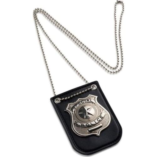 Kids Pretend Play Toys Children Occupation Role Play America Police Special Badge with Chain and Belt Clip Toys for Boys Girls