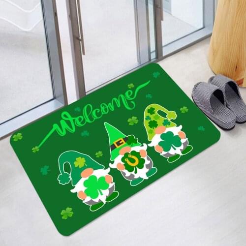 Welcome Doormat Entrance Anti-Slip Mat St. Patricks Day Pattern 40*60cm Carpet For Room Bedroom Home Kitchen Doormat Carpets