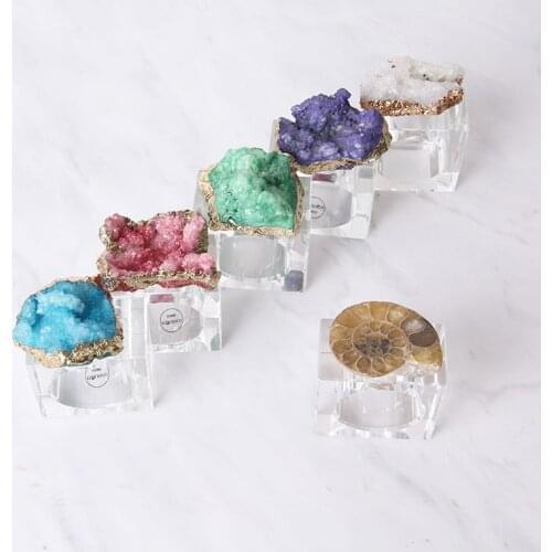 Electroplating gold high transparent crystal agate napkin buckle fashion club table decoration natural stone napkin buckle