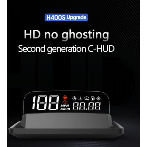 H400S HUD OBD Car Overspeed Alarm Head Up Display for Car Alarm Security GPS Smart Meter Reflection Imaging Auto Electronics