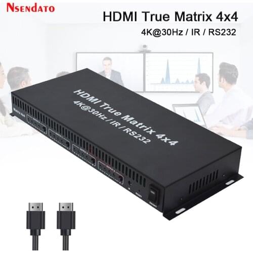 HDMI True Matrix 4x4 4K 30Hz Switch Splitter 4 In 4 Out HDMI Audio Extractor Switcher Adapter with RS232 For PS4 HDTV Computer