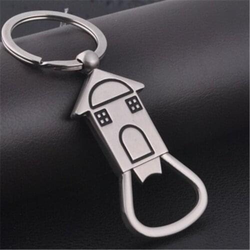 Hot selling creative metal house shape keychain bottle opener factory direct sales