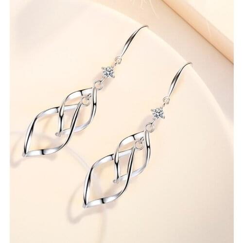 KOFSAC 2021 New Arrival Silver Color Jewelry Women High Quality Long Earrings Hanging Drop Earring Lady Gift Party Accessories