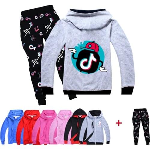 TIK TOK Kids Clothing Sets Zipper Hoodies+Long Pants 2PCS Boy Girl Baby Childrens Set Clothes Suit FNAF Outwear