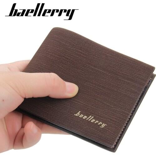 Baellerry Horizontal Open Male Short Wallet Soft Leather Coin Pocket Fashion Multi-card Slots Men Purse Solid Color Casual Bag