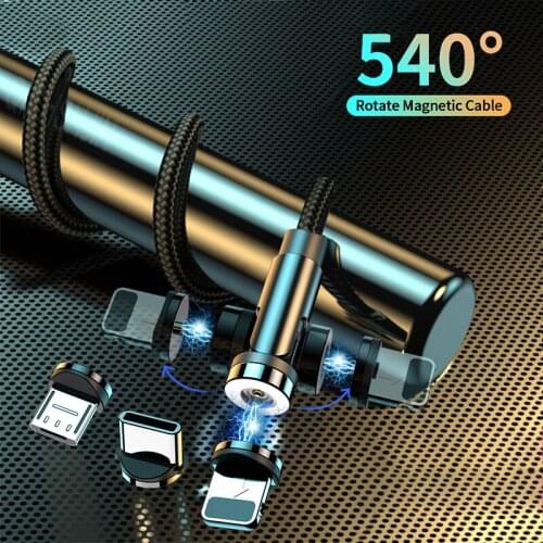 Magnetic charging cable 540 rotating magnet charger for iPhone 11 Pro Max Samsung Xiaomi data cable micro- USB Type C 360 degree