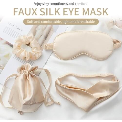 Silk Sleeping Mask For The Night Women Men Aduld Relax Soft Nap Eye Cover Sleep Mask 4Pcs Set Health Blindfolds Travel Fashion