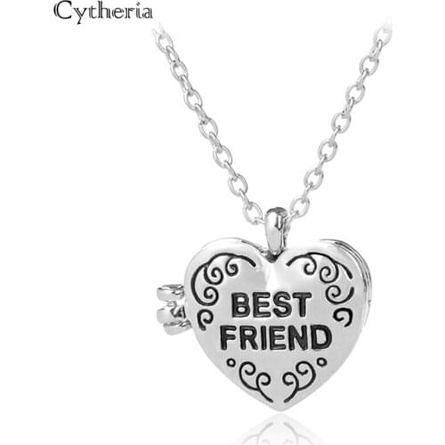 Can be opened best friend heart necklaces Creative Vintage Retro pattern Necklace Women Letter Jewelry for friendship bestfriend