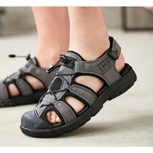 Mens Sandals Summer Genuine Leather Sandals Breathable Men Brand Shoes Plus Size Sandals Soft Outdoor Men Roman Sandalsjn54