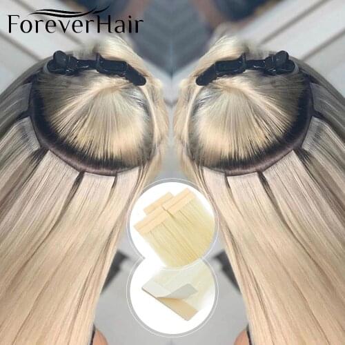 Forever Hair Real 100% Remy Tape In Hair Human Hair Extension Seamless Skin Weft 5 Pcs Only Silky Straight For European Salon