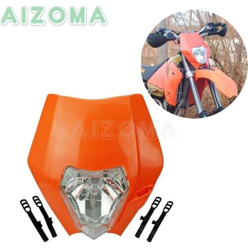 Offroad Supermoto Headlamp Motocross Headlight Fairing Orange For SX XC EXC XC-W 65 85 105 125 350 400 530 Enduro Universal