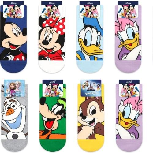 Disney Hot Sale Womens Korean Style Cartoon Pattern Cute Girls Boat Cotton Socks Fashion Funny Happy Novelty Ladies Short Socks