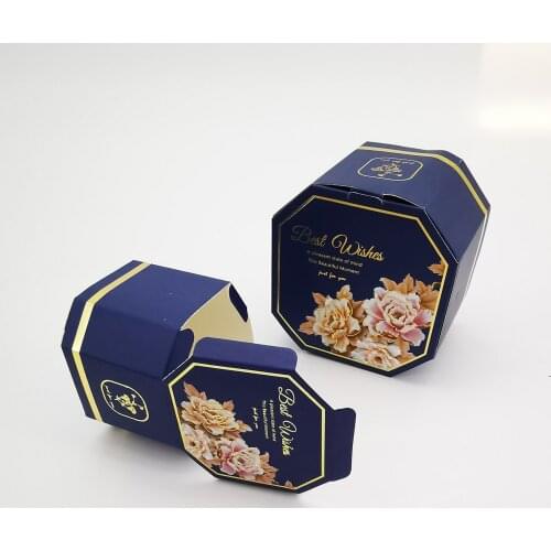 New Biscuit Baking Boxes Blue Gift Box Peony Flower Candy Packaging Box for Wedding Party Favors Baby Shower Birthday Decoration