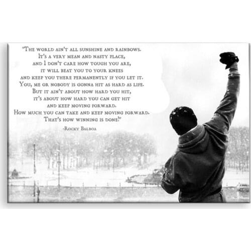 New Famous Rocky Balboa Motivational Quotes Art Canvas Painting Large Wall Pictures For Living Room Home Decoration