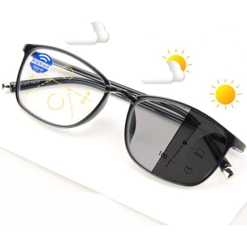 Progressive Multifocal Photochromic Reading Glasses Men Women Blue Light Blocking Presbyopic Glasses Flexible Tr90 Full Frame