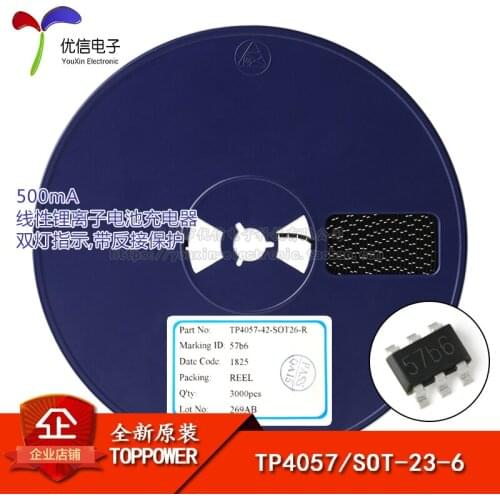 Genuine original TP4057 SOT-23-6 500mA lithium ion battery charger chip linear