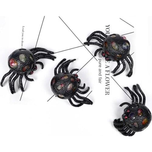 Spider Creative Tricky Color Bead Vent Spider Simulation Animal Decompression Ball Sensory Toys Halloween Decoration