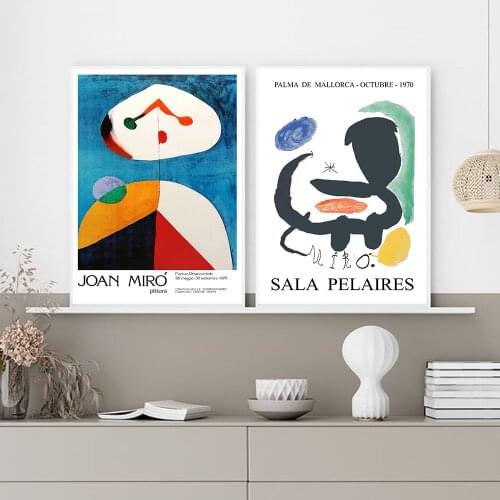 Joan Miro Posters Vintage Exhibition Museum Prints Spanish French Wall Art Canvas Painting Pictures For Living Room Home Decor