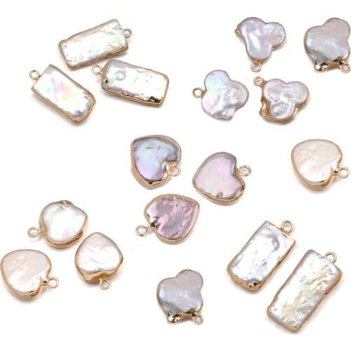 Natural Freshwater Pearl Pendants Charms Connector Pendants for Jewelry Making DIY Accessories Fit Necklaces Bracelet Earrings