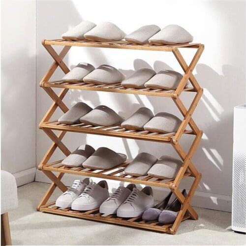Foldable Shoe rack organizer Rack 3/4/5/6 Layers Bamboo Shoe Cabinets Shelf Home Holder Shoes Storage Rack for Dormitory Doorway