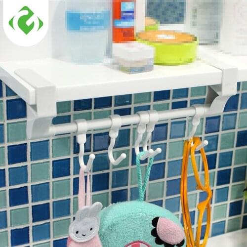 Plastic Toilet Paper Roller hanger Rack Stuck On Board under Cabinet Hooks Removable5pcs Hooks Hanger behind Door Racks