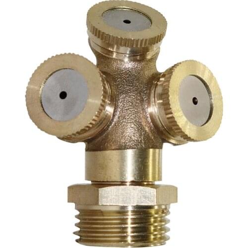 Adjustable 3 Hole Brass Spray Misting Nozzle Garden Sprinklers Watering Irrigation Fitting Greenhouse Agriculture Tools 1 Pc