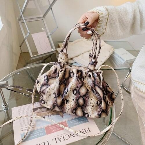 Luxury Serpentine Hand Bags For Women 2020 Brand Design Soft PU Leather Clouds Shoulder Purse Women Crossbody Bag Top Handle