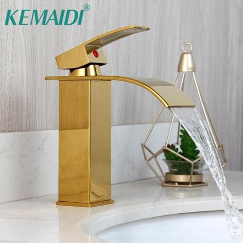 KEMAIDIBathroom Faucet & Kitchen Classic Style Basin Sink Mixer Polished Golden Faucet Tap Golden Plated Mixer Tap Faucets