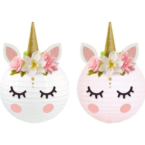 Creative DIY Unicorn Paper Lantern Unicorn 1 2 3 Kids Girl One 1st Birthday Party Rainbow Unicornion Theme Parti Baby Shower