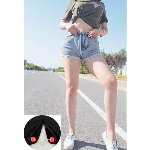 Sexy Exotic Short Jean Femme Hidden Zipper Sexual Clothes Denim Trousers Outdoor Sex Pants for Women Jeans Shorts Hosen