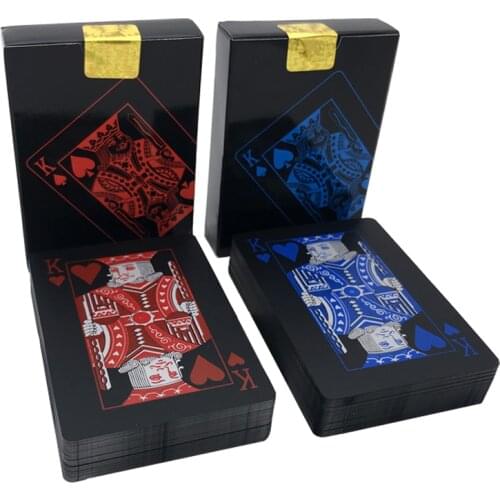 High Quality Red&Blue Smooth Waterproof Black Plastic Playing Cards Texas Hold'em Poker Cards Baccarat Board Games 2.48*3.46inch