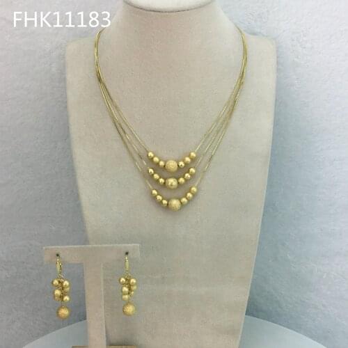 Yuminglai Dubai Gold Jewelry Three Layers Jewelry Sets Necklace and Earrings FHK11183