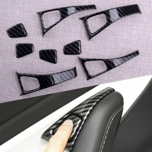 CITALL 8Pcs/Set Car Door Lock Switch Button Protection Cover Trim Fit For Tesla Model 3 2018 2019 ABS Black Styling