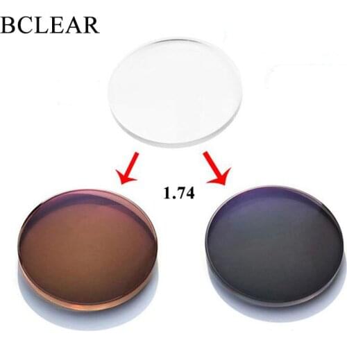 1.74 High Index Thin Aspheric Transitions Photochromic Lenses Photo Gray Brown Myopia Prescription Sunglass Lens Single Vision