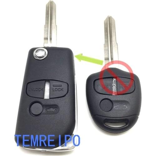 10pcs/lot 3 Buttons Modified Flip Folding Remote Key Shell Fob Case for Mitsubishi Lancer Outlander Uncut Right / Left Blade