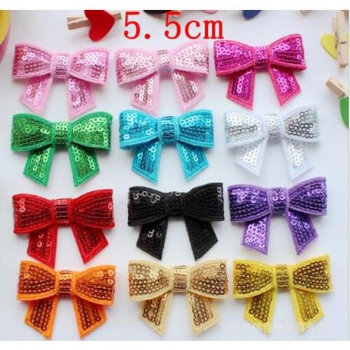 10pcs/lot DIY Shiny Sequin Bows Knot Without Clips Fashion Applique Headband Bows For Kids Girls Hair Accessories