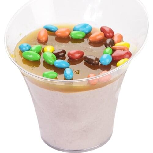 Promotion - Party Suppliers, Disposable Plastic Tableware, 85*80mm/180mm Transparent Horn Mouth Dessert Cup, 10/Pack