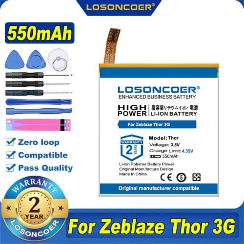 100% Original LOSONCOER NEW 550mAh Thor Battery For Zeblaze Thor 3G Smart Watch