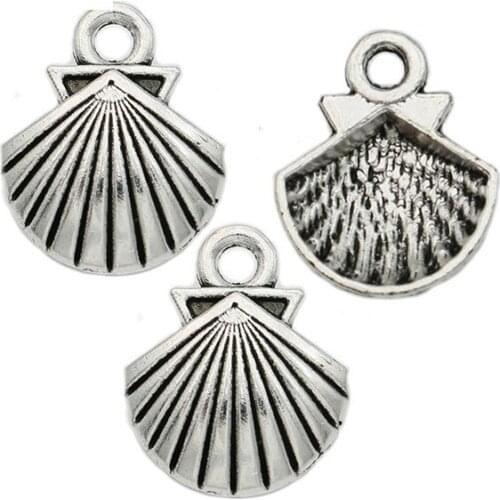 20pcs Antique Silver Plated Ocean Shell Charms Pendants for Jewelry Making DIY Accessories Handmade 14x12mm