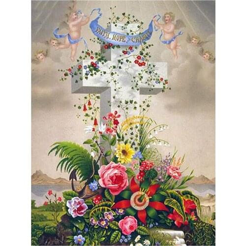 5D DIY Full Round/Square Diamond Painting Religion & Flowers 3D Embroidery Cross Stitch Rhinestone Mosaic Home Decor Art YY016