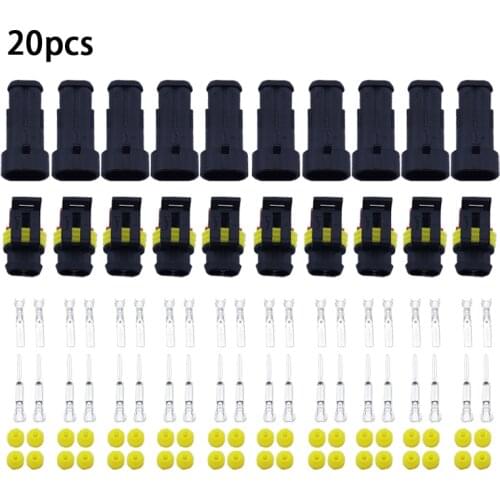 Promotion! 10 Kit 20pcs 2 Pin Way Waterproof Electrical Wire Connector Plug