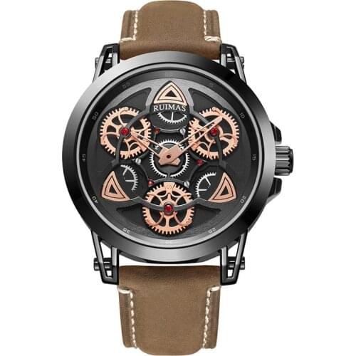 UTHAI CQ47 Men’s Quartz Sport watch clocks wristwatch for male leather strap Rotating Gear Gift 2020