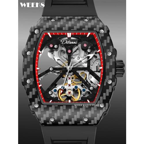 White Automatic Mechanical Watch Famous Top Brand Men Hip Hop Sports Mens Watches Male Tonneau Clock Hombre Relogio Masculino