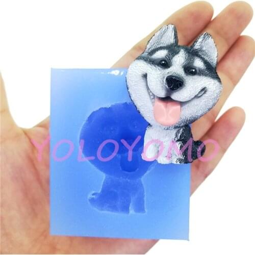 D891YL 45.3mm x 31.9mm Husky Huskie Silicone Mold Fondant Cake Decoration Candy Chocolate Resin Clay Art Soap Aromatherapy