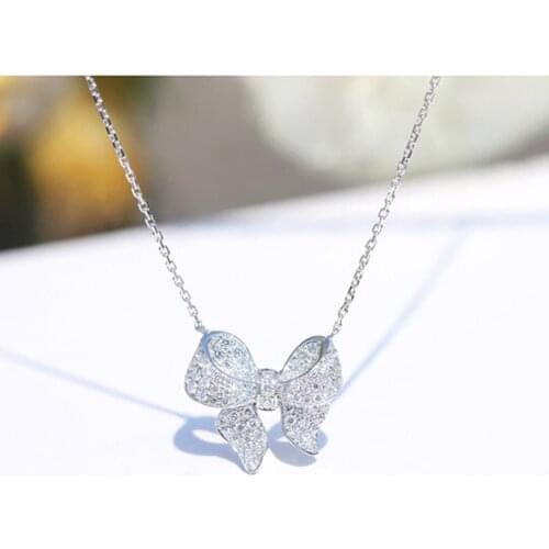 Elegant Romantic Bowknot Pendant Necklace Fashion Women Luxury Charm Bow Clavicle Chain Cute Insect Jewelry Valentines Day Gift