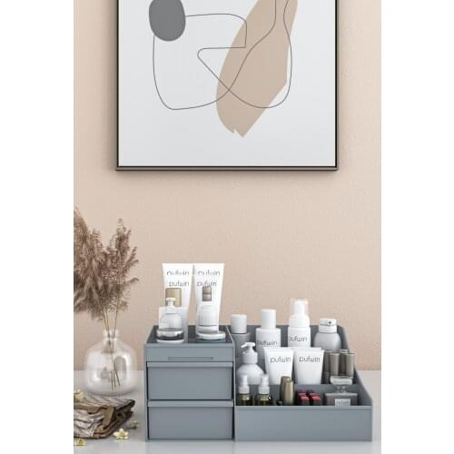 Elegance Cosmetic And Makeup Edit Box Organizer Gray Makeup Organizer cosmetic capacity makeup drawer box